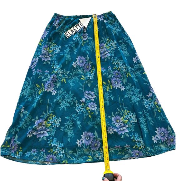 Vintage Skirt Top Set Womens Size 18 Blue Floral Modest Retro - Picture 6 of 8
